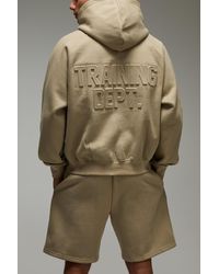 BoohooMAN - Training Dept Boxy Embossed Short Tracksuit - Lyst