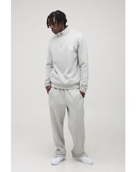 BoohooMAN - Tall Regular 1/4 Zip Gothic B Embroidered Funnel Neck Sweater & Regular Split Hem Jogger Tracksuit - Lyst