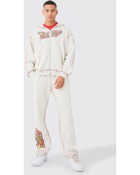 BoohooMAN - Oversized Contrast Stitch Heat Graphic Tracksuit - Lyst