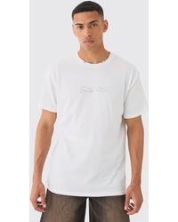 BoohooMAN - Oversized Distressed Embroidered T-shirt - Lyst