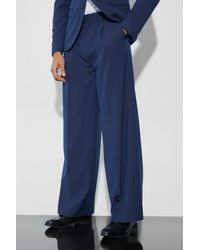 BoohooMAN - Extra Wide Fit Pleat Front Tailored Trouser - Lyst
