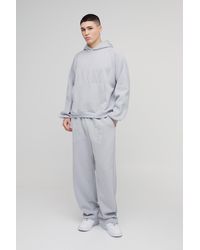 BoohooMAN - Oversized Boxy Homme Flock Print Raglan Hooded Tracksuit - Lyst