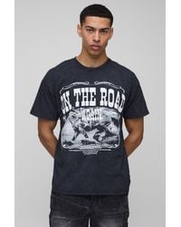 BoohooMAN - Oversized Willie Nelson On The Road Again Lyrics Washed License Graphic T Shirt - Lyst
