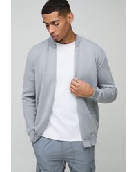 BoohooMAN - Smart Knitted Bomber Jacket - Lyst