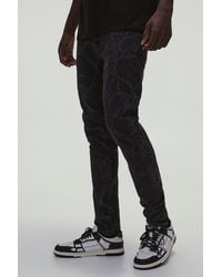 BoohooMAN - Skinny Stretch Stacked Barbed Wire Laser Print Jeans - Lyst