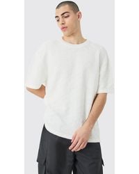 BoohooMAN - Oversized Textured Knit T-shirt In White - Lyst