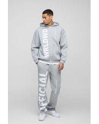 BoohooMAN - Oversized Worldwide Official Text Print Zip Through Tracksuit - Lyst