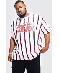 Boohoo - Plus Oversized Varsity Floral Stripe T-shirt - Lyst