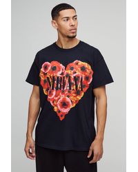Boohoo - Camiseta Oversize De Nirvana Con Estampado De Flores Y Corazón - Lyst