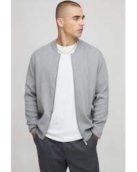 Boohoo - Regular Fit Smart Knitted Bomber Jacket - Lyst