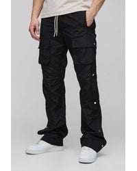 BoohooMAN - Tall Elasticated Waist Slim Flare Stacked Cargo Pants - Lyst