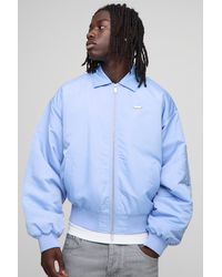 BoohooMAN - Kastige Satin-Bomberjacke mit Nylon-Kragen - Lyst