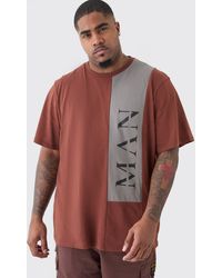 BoohooMAN - Plus Man Roman Colour Block T-shirt In Chocolate - Lyst