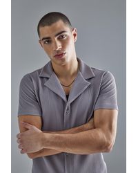 BoohooMAN - Pleated Muscle Fit Revere Shirt - Lyst