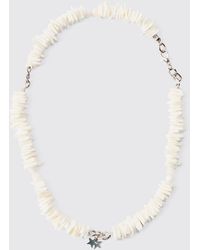 BoohooMAN - Shell And Pearl Neclace With Star Pendant In White - Lyst
