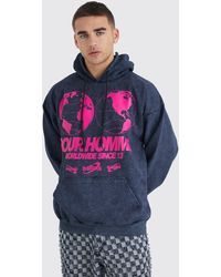 BoohooMAN - Oversized Pour Homme Wash Graphic Hoodie - Lyst
