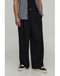 BoohooMAN - Wide Fit Pleat Front Tailored Smart Pants - Lyst
