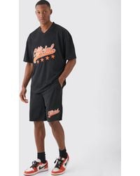 BoohooMAN - Oversized Official Mesh Varsity Top And Basketball Shorts Set - Lyst