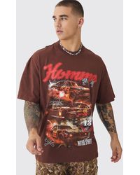 BoohooMAN - Oversized Extended Neck Homme Car Graphic Wash T-shirt - Lyst
