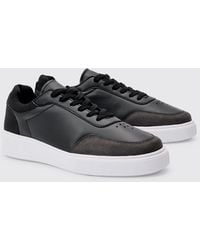 BoohooMAN - Chunky Sole Trainer With Contrast Upper In Black - Lyst