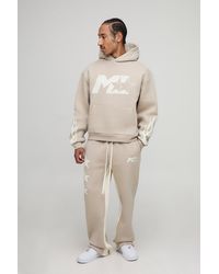 BoohooMAN - Kastiger Oversize Trainingsanzug mit M Stern Print und Kapuze - Lyst