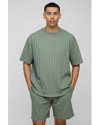 Boohoo - Oversized Soft Rib T-Shirt & Shorts Set - Lyst