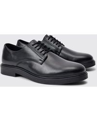 BoohooMAN - Pu Lace Up Loafer In Black - Lyst
