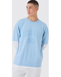 Boohoo - Oversized Faux Layer Varsity Embossed T-Shirt - Lyst