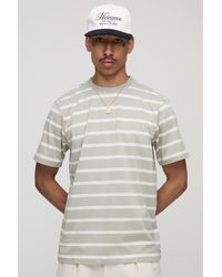 Boohoo - Relaxed Striped Crew Neck T-Shirt - Lyst