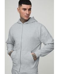 BoohooMAN - Tall Lightweight Loopback Regular Fit Basic Zip Through Hoodie - Lyst