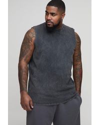 BoohooMAN - Plus Acid Wash Regular Fit Tank - Lyst
