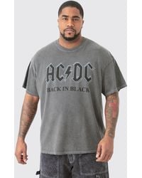 BoohooMAN - Plus Oversize Acdc Acid Wash License T-shirt Grey - Lyst