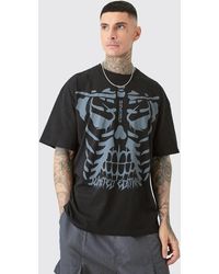 Boohoo - Tall All Over Skeleton Graphic T-shirt In Black - Lyst