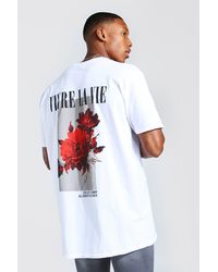 BoohooMAN Oversize T-Shirt mit floralem Print - Weiß
