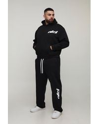 Boohoo - Plus Oversized Boxy Ofcl Print Hoodie & Baggy Fit Extended Drawcord Jogger Tracksuit - Lyst