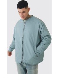 BoohooMAN - Tall Oversized Collarless Padded Bomber Jacket - Lyst