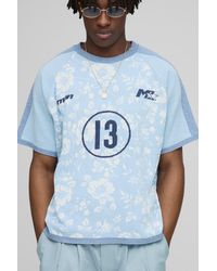 Boohoo - Camiseta Oversize Recta De Punto Jacquard Con Estampado Universitario De Flores - Lyst