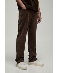 BoohooMAN - Fixed Waist Straight Leg Heavyweight Suede Trousers - Lyst