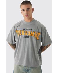 BoohooMAN - Oversized Extended Neck Boxy Pour Homme Wash Print T-shirt - Lyst