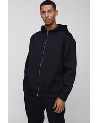 BoohooMAN - Oversized Zip Through Bonded Scuba Hoodie - Lyst