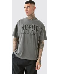 Boohoo - Tall Oversize Acdc Acid Wash License T-shirt Grey - Lyst