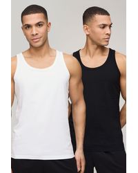 BoohooMAN - Regular Fit 2 Pack Basic Vests - Lyst