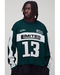 Boohoo - Oversized Boxy Limited Jacquard Moto Graphic Knitted Jumper - Lyst