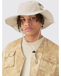Boohoo - Wide Brim Fisherman Hat In Stone - Lyst