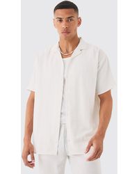 BoohooMAN - Oversized Linen Look Revere Shirt - Lyst