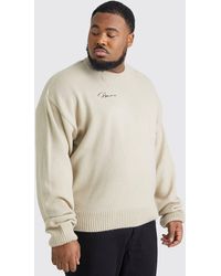 BoohooMAN - Plus Boxy Homme Extended Neck Brushed Rib Knit Jumper - Lyst