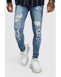 super skinny coloured bandana ripped jeans