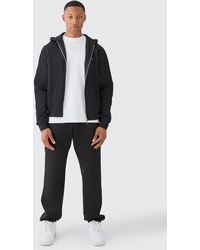 BoohooMAN - Man Signature Oversized Boxy Zip Through Hooded Tracksuit - Lyst