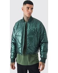 BoohooMAN - Tall Boxy Metallic Abstract Quilted Bomber Jacket - Lyst