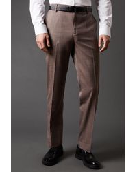 BoohooMAN - Neutral Stretch Tailored Fit Smart Trousers - Lyst
